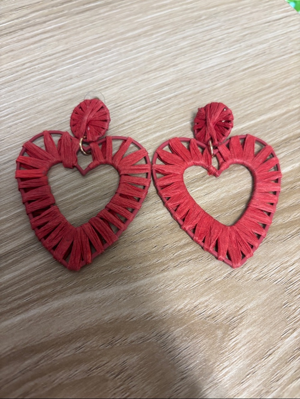 Plunder Red Wrapped Heart Drop Earrings